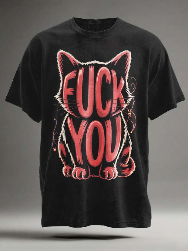 Fun Cat Print Casual Short Sleeve T-Shirt