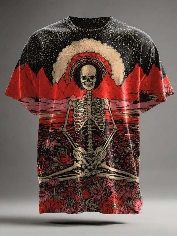 Halloween Skull Print Casual Short Sleeve T-Shirt