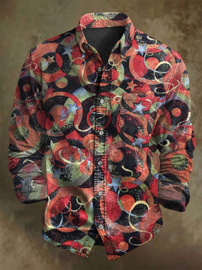 Art Abstract Circle Star Print Casual Long Sleeve Shirt