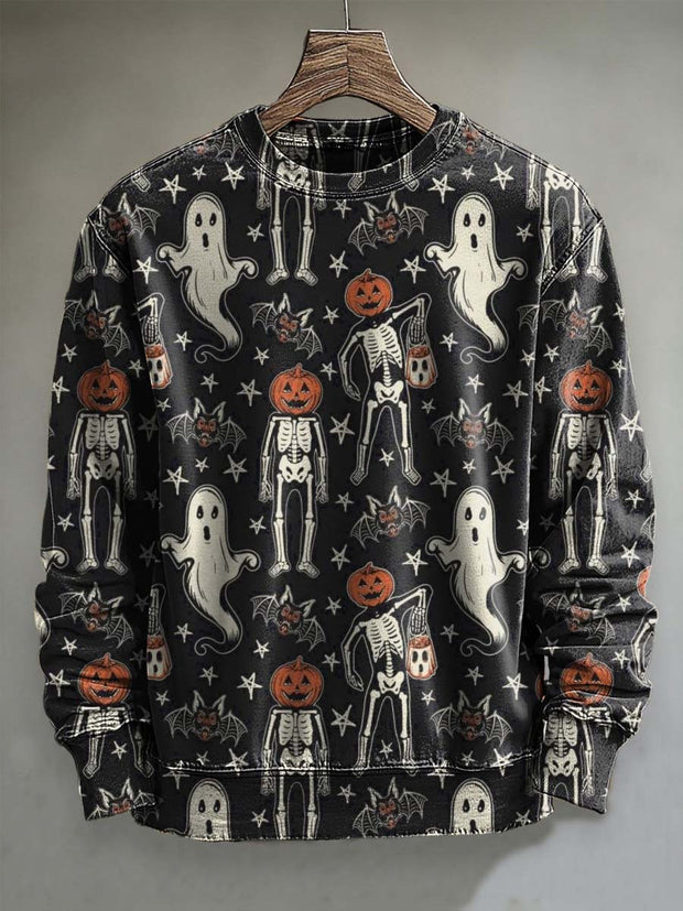 Halloween Ghost Skull Print Casual Sweatshirt