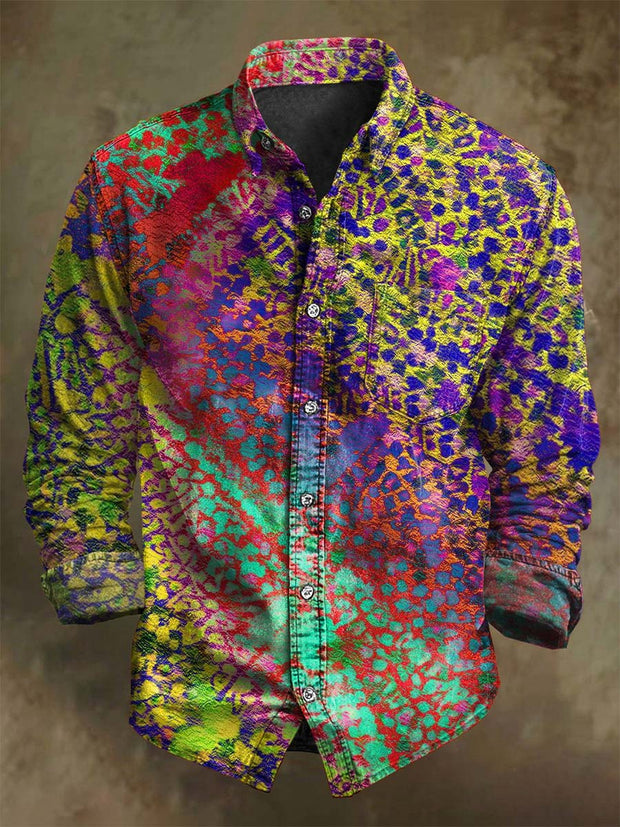 Oil Painting Abstract Color Clash Art Print Casual Long Sleeve Shirt