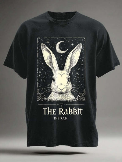 Halloween Bunny Print Casual Short Sleeve T-Shirt