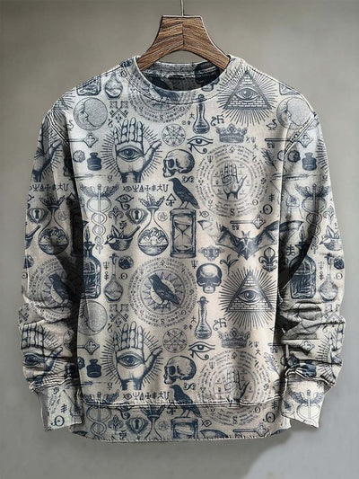 Halloween Dark Raven Print Casual Sweatshirt