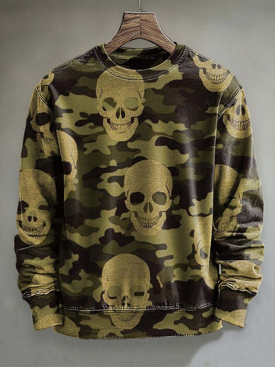 Halloween Camo Skull Print Casual Sweatshirt