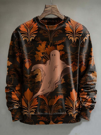 Halloween Vintage Floral Ghost Print Casual Sweatshirt