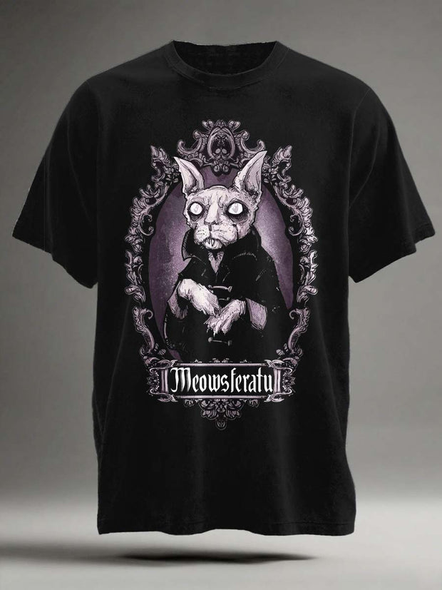 Halloween Bunny Print Casual Short Sleeve T-Shirt
