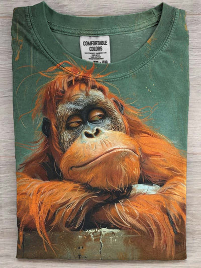 Funny Orangutan Print Casual Short Sleeve T-Shirt