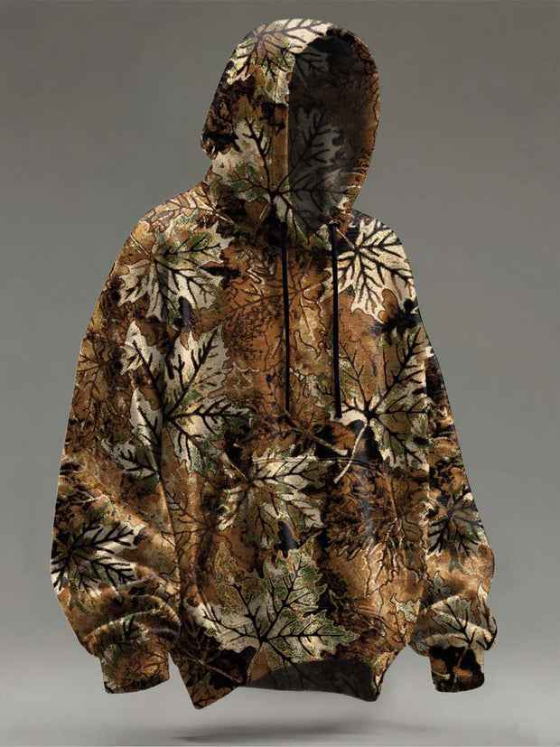 Vintage Aged Maple Leaf Print Casual Sweatshirt