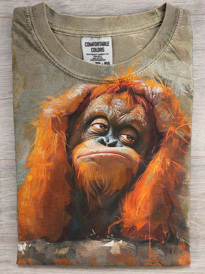 Funny Orangutan Print Casual Short Sleeve T-Shirt