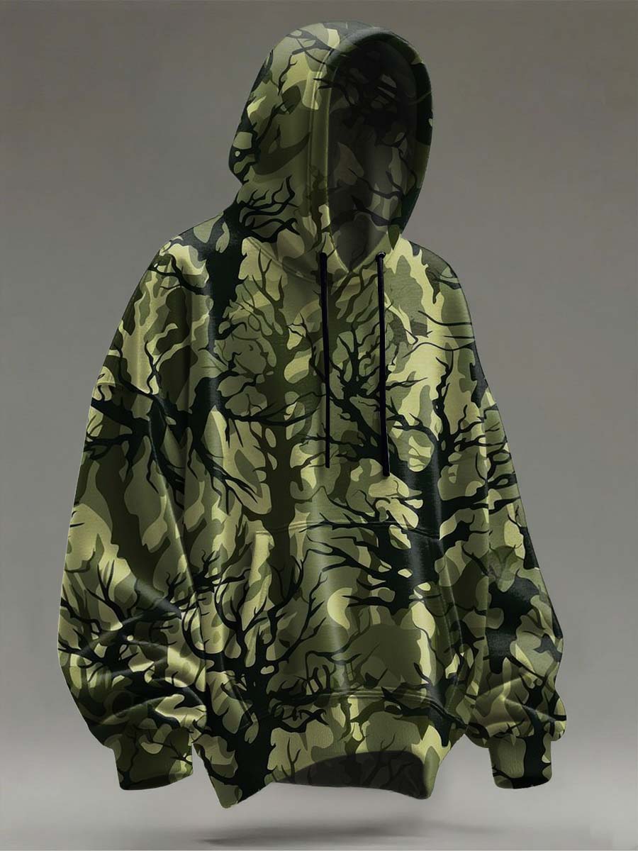 Vintage Camouflage Twig Print Casual Sweatshirt