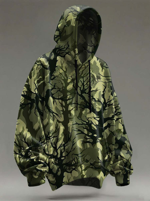 Vintage Camouflage Twig Print Casual Sweatshirt