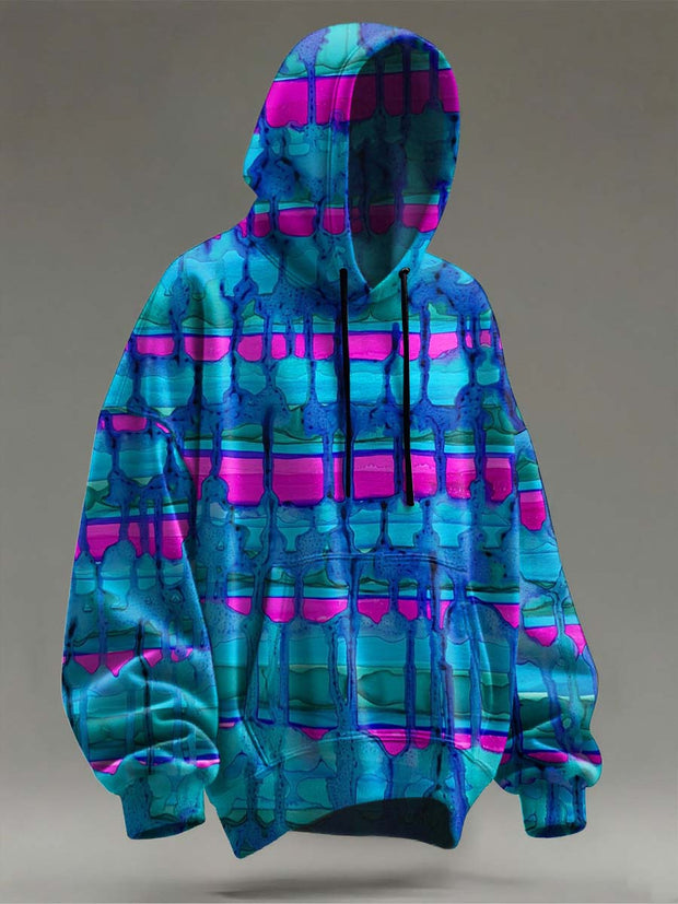 Striped Abstract Color Clash Art Print Casual Sweatshirt