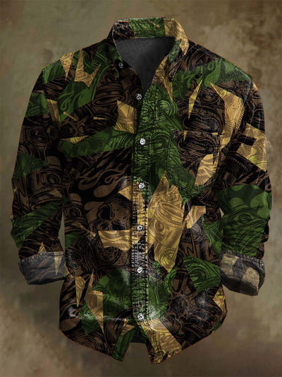 Abstract Patchwork Art Print Casual Long Sleeve Shirt