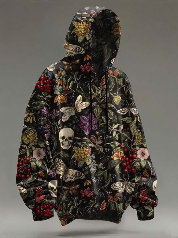 Halloween Skull Floral Print Casual Sweatshirt