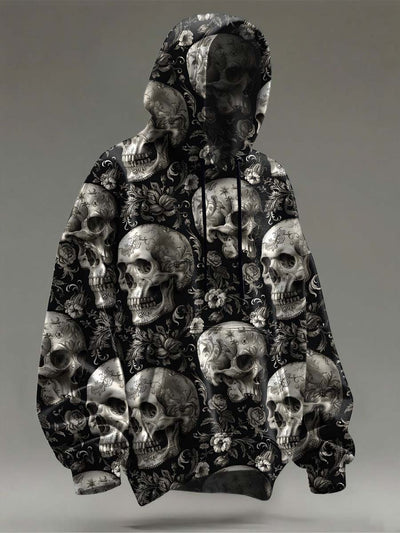 Halloween Skull Floral Print Casual Sweatshirt