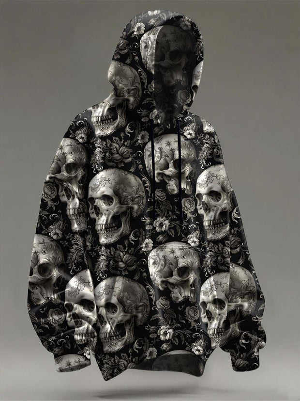 Halloween Skull Floral Print Casual Sweatshirt