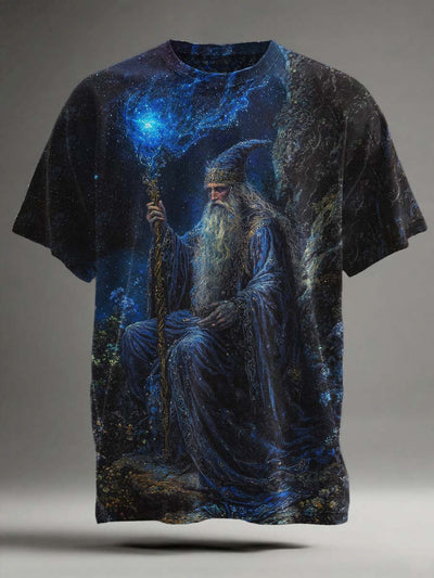 Dark Fantasy Gandalf Print Casual Short Sleeve T-Shirt
