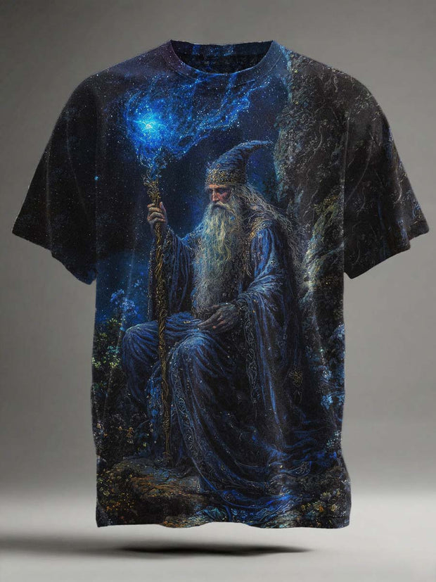 Dark Fantasy Gandalf Print Casual Short Sleeve T-Shirt