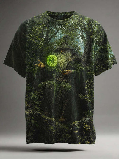 Dark Fantasy Gandalf Print Casual Short Sleeve T-Shirt