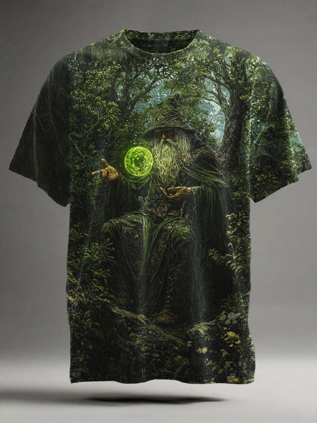 Dark Fantasy Gandalf Print Casual Short Sleeve T-Shirt
