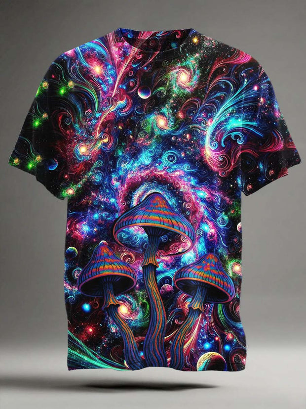 Dreamy Mushroom Print Casual Short Sleeve T-Shirt