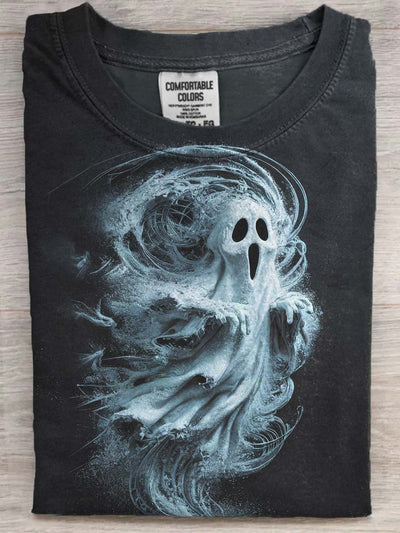 Halloween Screaming Ghost Print Casual Short Sleeve T-Shirt