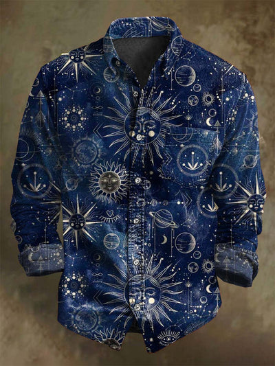 Abstract Space Galaxy Print Casual Long Sleeve Shirt