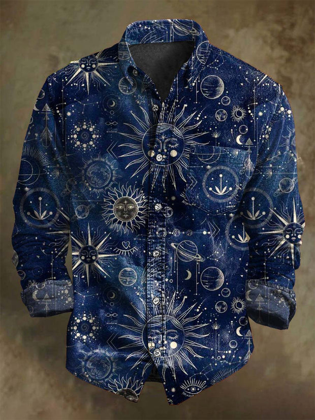Abstract Space Galaxy Print Casual Long Sleeve Shirt