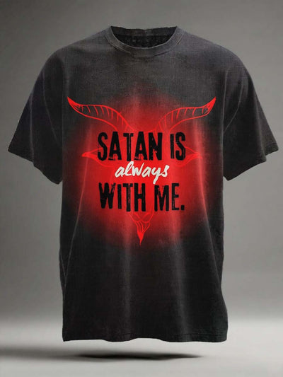 Devil Satan Print Casual Short Sleeve T-Shirt