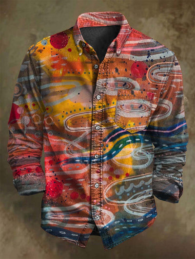 Abstract Rendering Color Clash Art Print Casual Long Sleeve Shirt