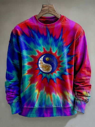 Abstract Rendering Sun Moon Print Casual Long Sleeve Sweatshirt