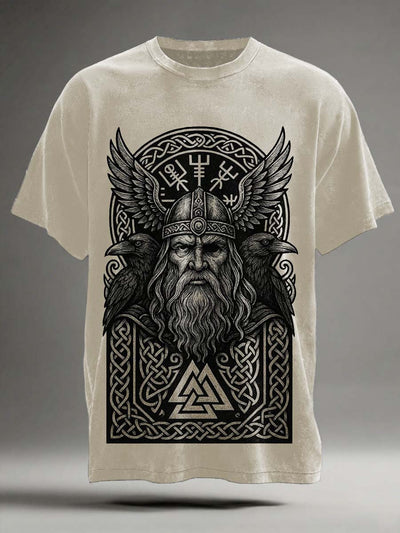 Nordic Mythology Odin Printed Casual Short Sleeve T-Shirt