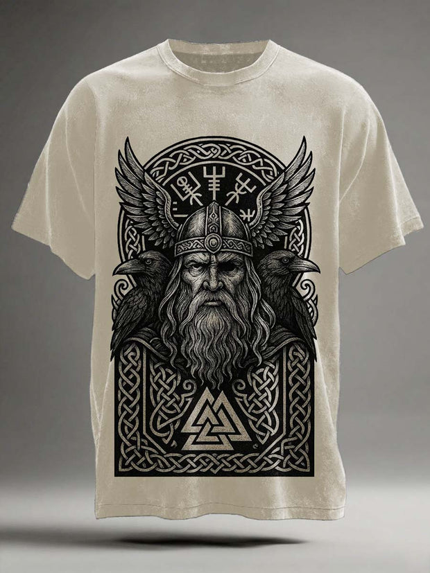 Nordic Mythology Odin Printed Casual Short Sleeve T-Shirt