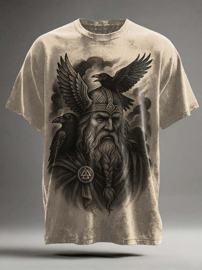 Nordic Mythology Odin Printed Casual Short Sleeve T-Shirt