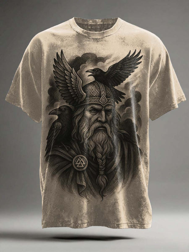Nordic Mythology Odin Printed Casual Short Sleeve T-Shirt