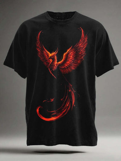 Abstract Phoenix Print Casual Short Sleeve T-Shirt