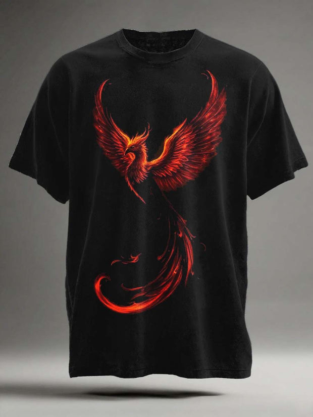 Abstract Phoenix Print Casual Short Sleeve T-Shirt