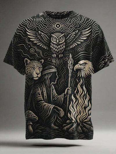 Nordic Culture Tribal Print Casual Short Sleeve T-Shirt