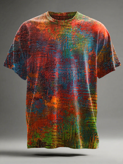 Abstract Color Clash Art Print Casual Short Sleeve T-Shirt