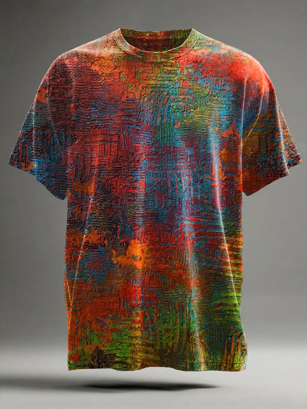 Abstract Color Clash Art Print Casual Short Sleeve T-Shirt