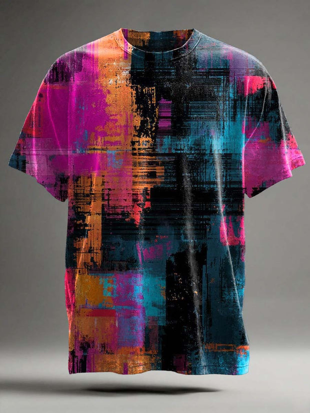 Abstract Color Clash Art Print Casual Short Sleeve T-Shirt