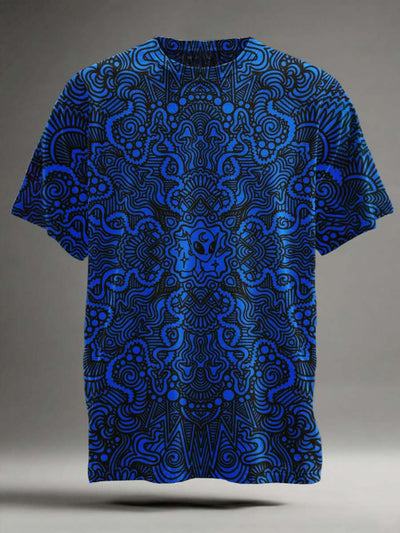 Abstract Retro Alien Print Casual Short Sleeve T-Shirt