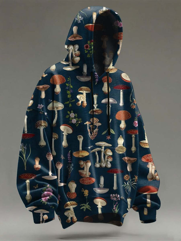 Halloween Mushroom Print Casual Hooded Sweatshirt