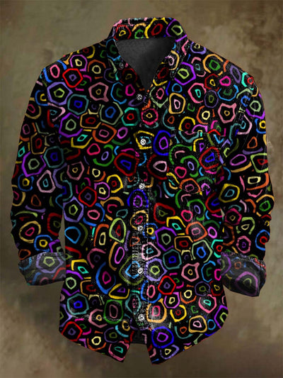 Abstract Colorful Circle Casual Print Long Sleeve Shirt