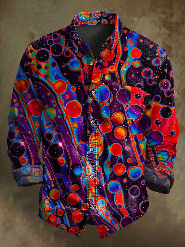 Abstract Color Bubble Casual Printed Long Sleeve Shirt