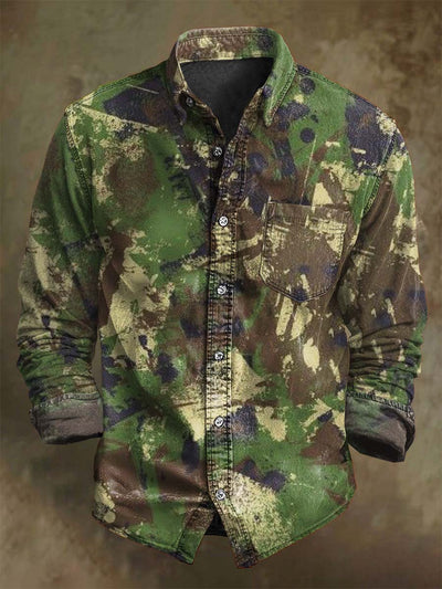Abstract Camouflage Casual Printed Long Sleeve Shirt