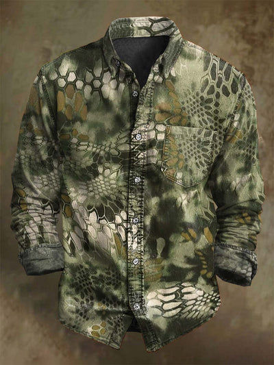 Abstract Camouflage Print Casual Long Sleeve Shirt