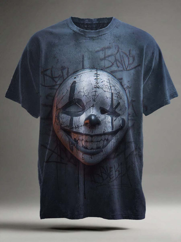 Halloween Clown Print Casual Short Sleeve T-Shirt