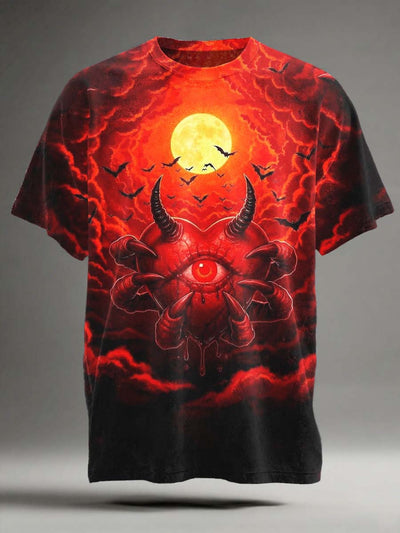 Halloween Devil Love Print Casual Short Sleeve T-Shirt