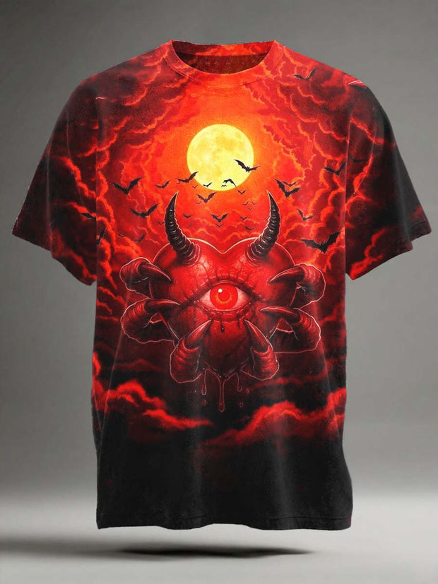 Halloween Devil Love Print Casual Short Sleeve T-Shirt